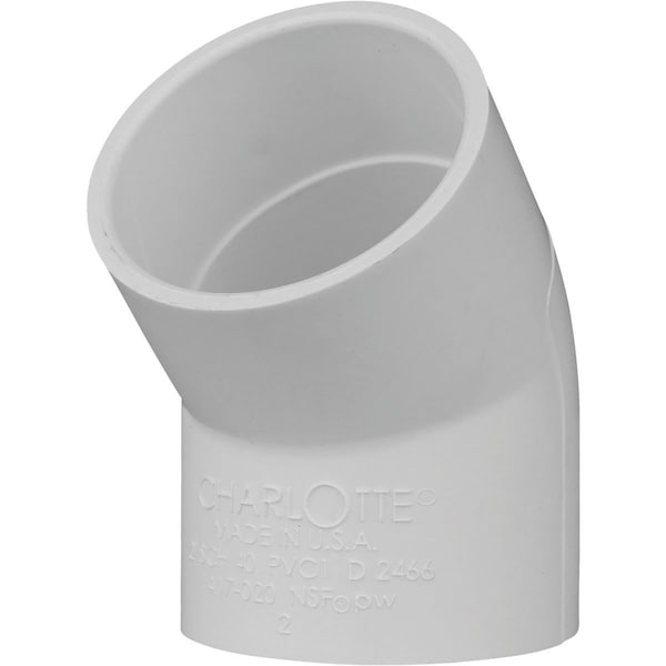 Charlotte Pipe And Foundry 2 In. Slip x Slip Schedule 40 45 Deg. PVC Elbow 1/8 Bend PVC 02309 1600HA - main